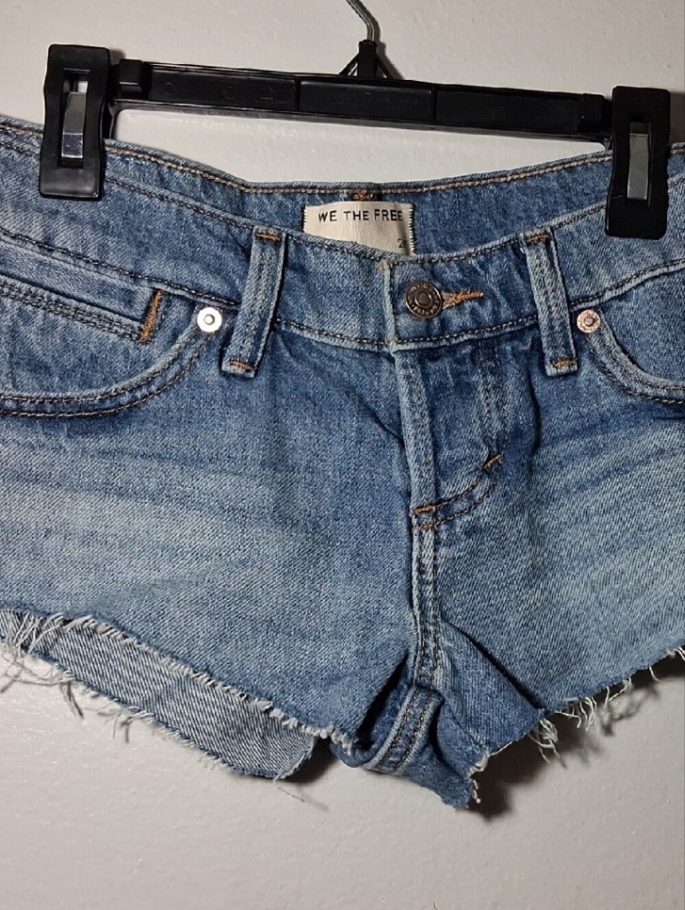 We The Free Light Blue Denim Frayed Cutoff Shorts